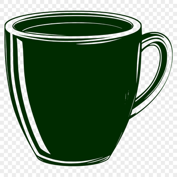 A simple vector illustration of a standard cup with a rounded body and handle.