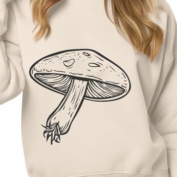 An isolated vector graphic of a mushroom in outline style suitable for digital editing.