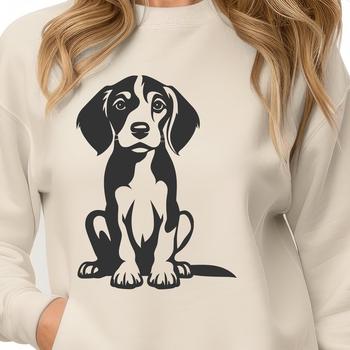 A sitting beagle dog with a full body view, suitable for vector art and design.