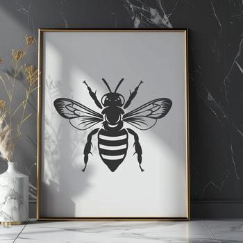 A detailed illustration of a honey bee's full body, suitable for gardening designs or digital art projects.