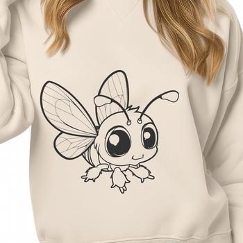 An insect vector graphic featuring a detailed drawing of a bee from head to wing, suitable for various designs.
