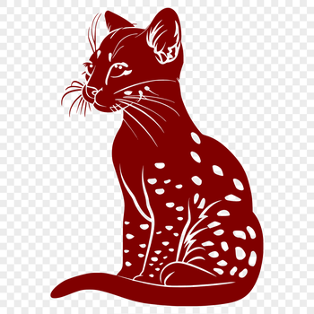 A sitting ocelot with its fur depicted in detail, suitable for vector art projects.