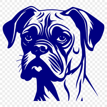 A head-on illustration of a happy Boxer dog breed.