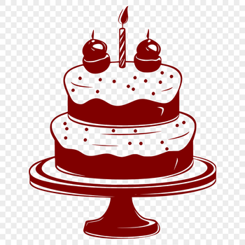 A colorful illustration of a birthday cake with candles lit, suitable for personal or commercial use in various formats.