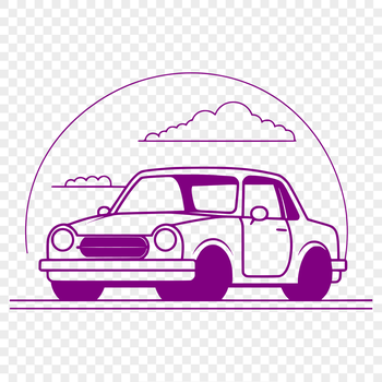 A vector illustration of a car with bold lines and simple shapes.