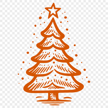 Illustrative representation of a classic Christmas tree with ornaments and lights.