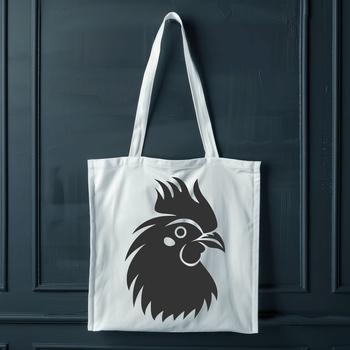A digital illustration of a farm animal, specifically a rooster, with detailed features.