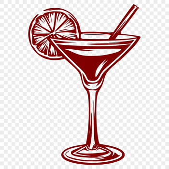 A vector illustration of a cocktail in a glass, suitable for digital and print uses.