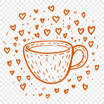 A simple vector illustration of a cup with love hearts pattern, suitable for various uses.