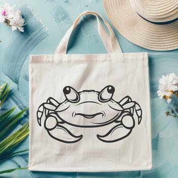 A stylized illustration of a crab in full body view.