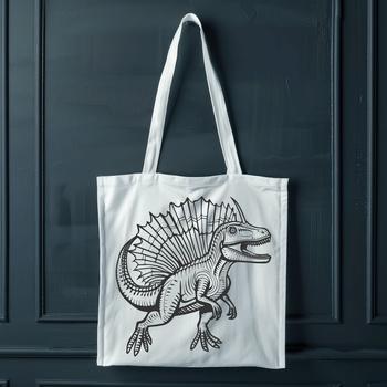 A detailed illustration of a prehistoric Spinosaurus in full body form, suitable for vector design and commercial use.