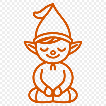A simple line drawing of a sitting Christmas elf, perfect for vector design projects.