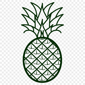Simple line drawing of a pineapple fruit isolated on a white background.