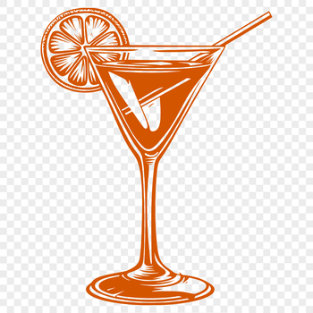 A stylized illustration of a cocktail in a glass, suitable for vector graphics.