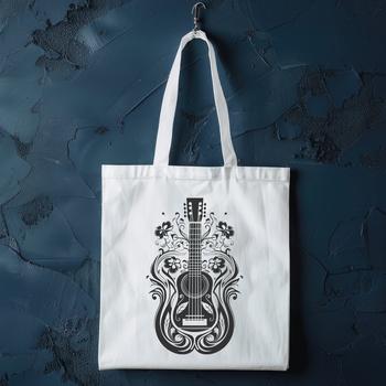 A stylized vector art representation of a musical instrument featuring a guitar shape.