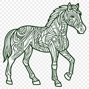 A stylized full-body horse illustration suitable for vector design and cutting machines.