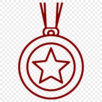 A simple line drawing of a medal, suitable for digital cutting machines or laser engraving.