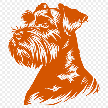 A detailed vector illustration of a miniature schnauzer's head, suitable for various digital and craft applications.