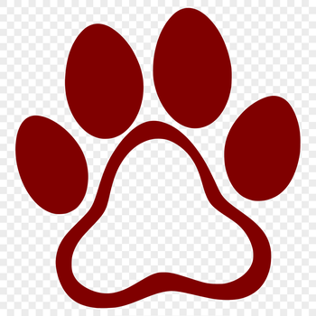 A vector illustration of a cat's paw print in various colors and shapes.