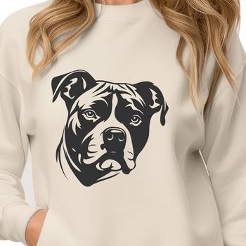 A vector graphic representation of a Pitbull's face, ideal for customization in digital designs.