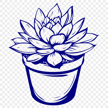 A vector illustration of a single succulent plant with thick fleshy leaves and stems.
