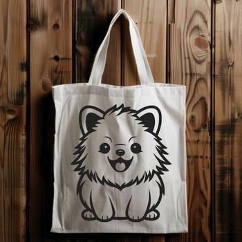 A vector illustration of a Pomeranian in a straightforward pose.