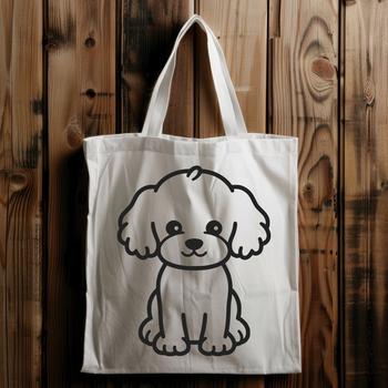 A simple line drawing of a cute sitting poodle in full body pose, suitable for use as clip art.