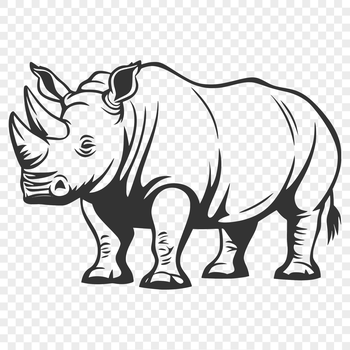 A vector design of a single rhino in profile, suitable for digital use.
