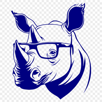 A rhinoceros wearing glasses, depicted in vector format.