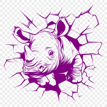 A realistic illustration of a rhinoceros in its natural habitat, suitable for use in various design contexts.