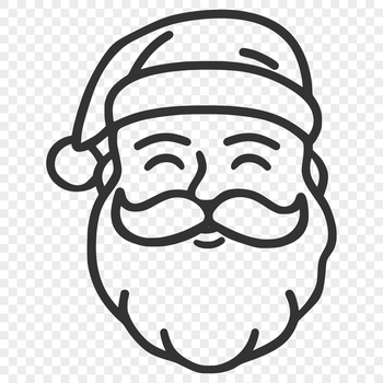 Simple line drawing illustration of Santa Claus's head, suitable for Christmas designs.