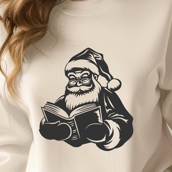 Artistic Father Christmas Reading A Book SVG