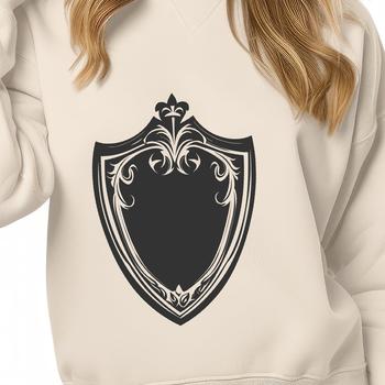 A detailed ornate shield design created using vector art.