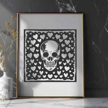 A detailed illustration of a human skull in outline form.
