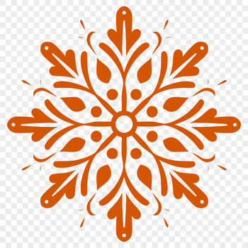 Delicate snowflake design for winter graphics and Christmas themes.
