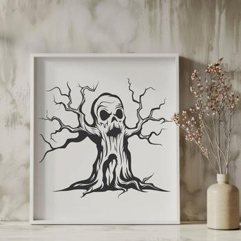 Spooky Tree In SVG, PNG, PDF And DXF Files