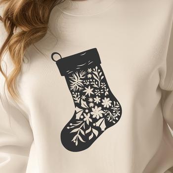 Floral Stocking In SVG & DXF