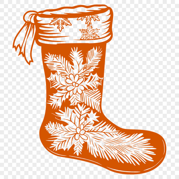 A Christmas stocking design suitable for various crafting projects.
