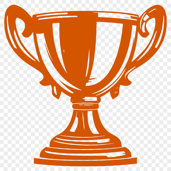 A metallic trophy with gold accents, suitable for vector art projects.