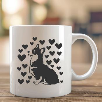 An SVG vector design featuring a Welsh Corgi in its entirety, with the dog depicted in a relaxed posture.