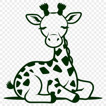 A high-resolution vector illustration of a giraffe in a savannah setting.