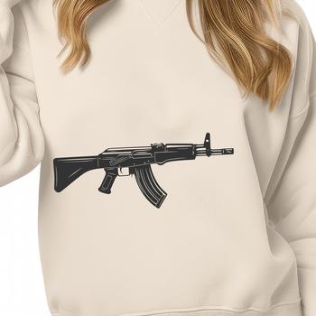A digital illustration of a rifle, suitable for vector design.