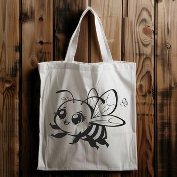 A colorful illustration of a flying bee, suitable for gardening and craft projects.