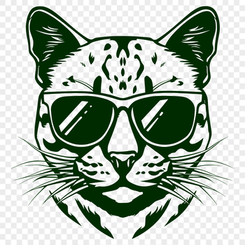 A vector illustration of a big cat's head with sunglasses.