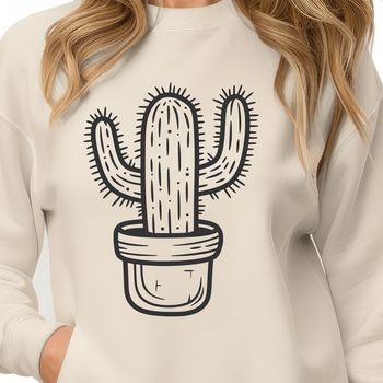 A vector graphic representation of a cactus silhouette in a simple design style.