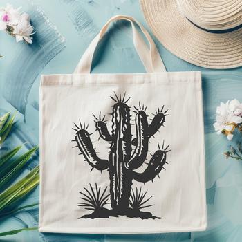 A stylized illustration of a cactus plant with thick spines.