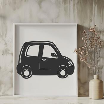 An SVG representation of a car with precise lines and shapes for design use.