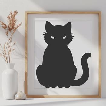 A detailed illustration of a sitting cat in vector format.