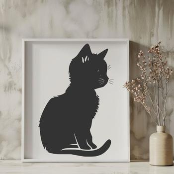 A cute full-body illustration of a sitting cat, suitable for various designs and crafts.