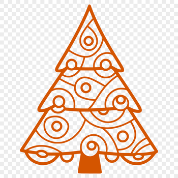A stylized digital illustration of a Christmas tree with ornaments and decorations.